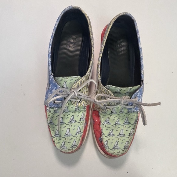 Sperry + Vineyard Vines Topsider Women's nautical Multi Color Boat Shoes Size 9 - Picture 9 of 12